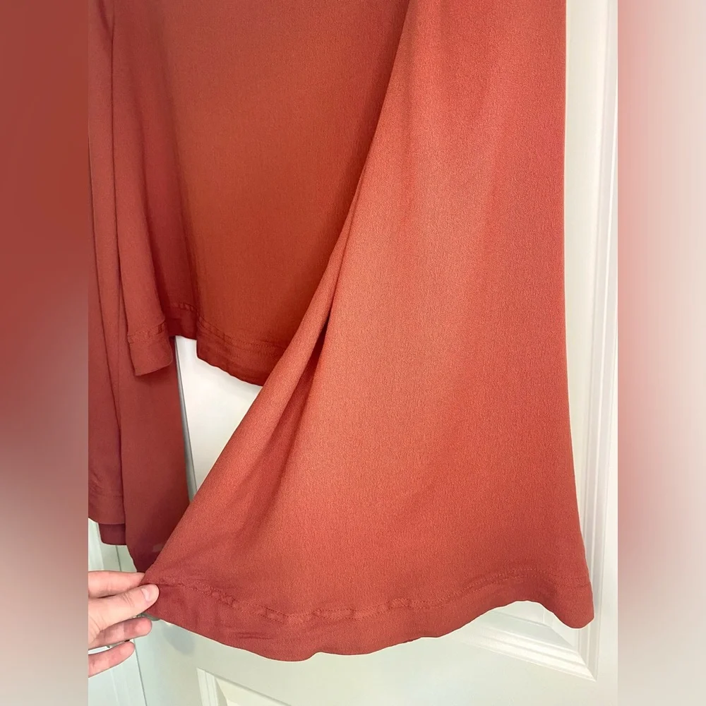 Free People Stars Aligned Bell Sleeve Crop Top Red Clay Size M